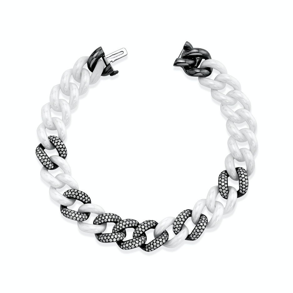 WHITE CERAMIC PAVE ESSENTIAL LINK BRACELET