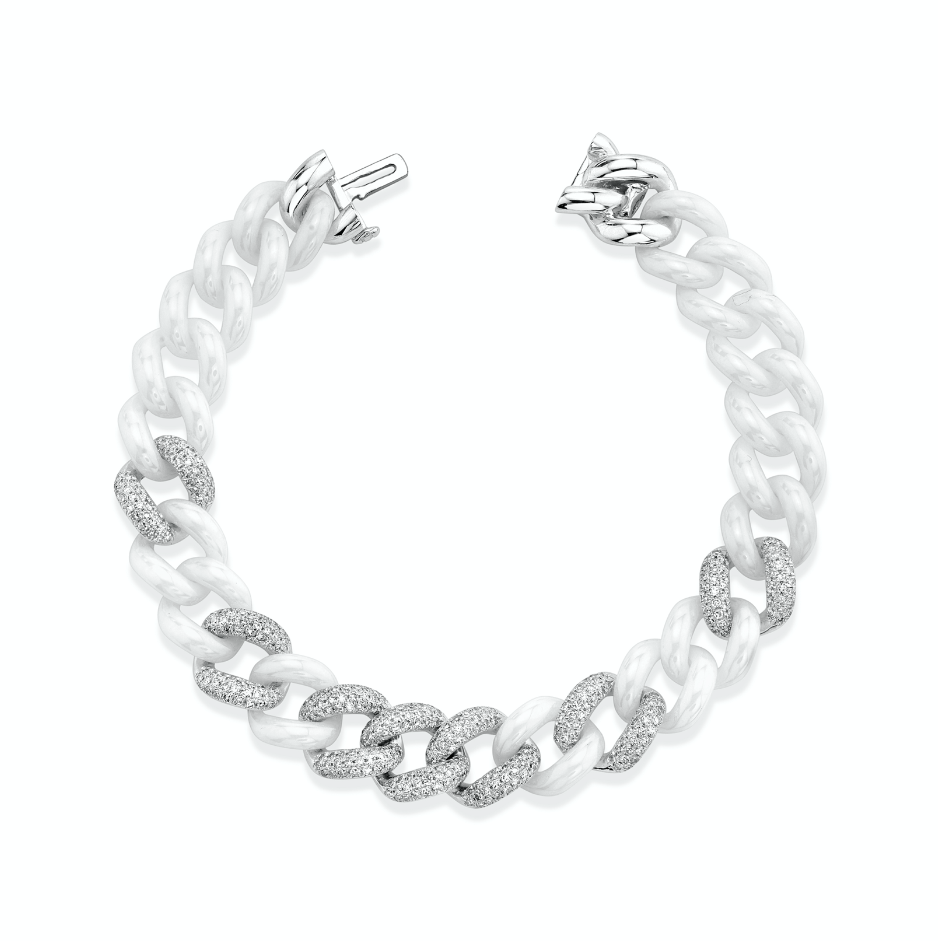 WHITE CERAMIC PAVE ESSENTIAL LINK BRACELET