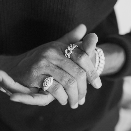 READY TO SHIP DIAMOND PARTIAL PAVE FLAT LINK RING