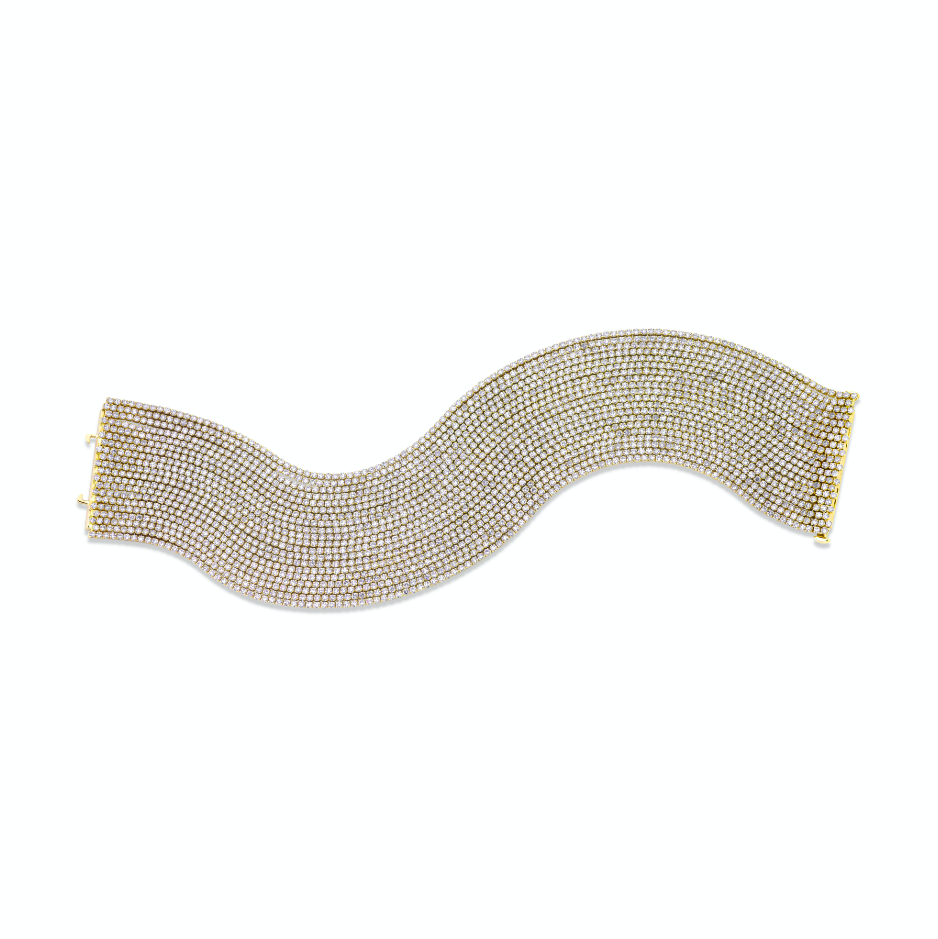 SHAY Diamond 20 Thread Stack Bracelet, 20.78ct, 18k gold, side view