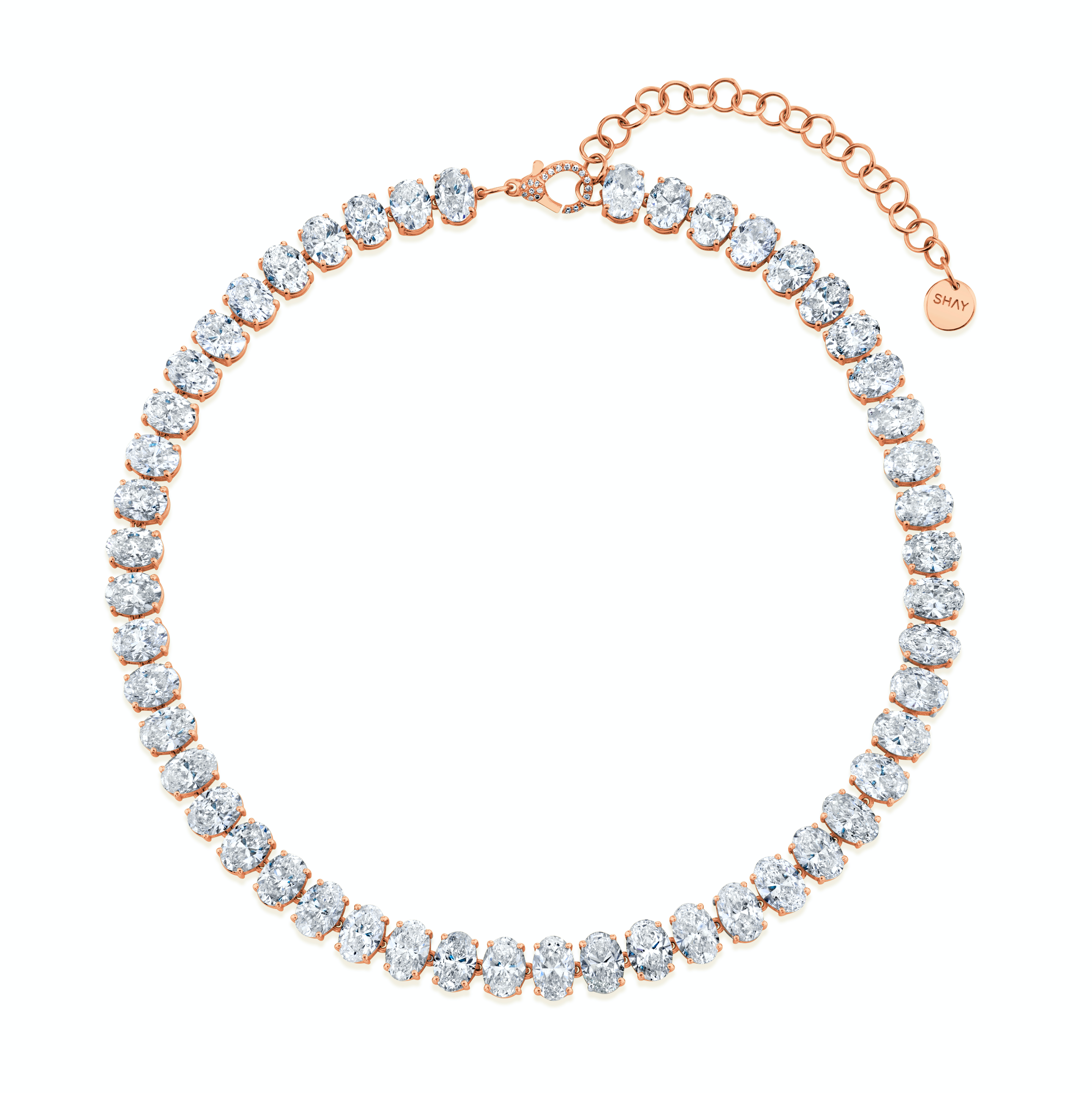 SHAY Diamond Oval Tennis Necklace, 52ct, 18k gold, additional view