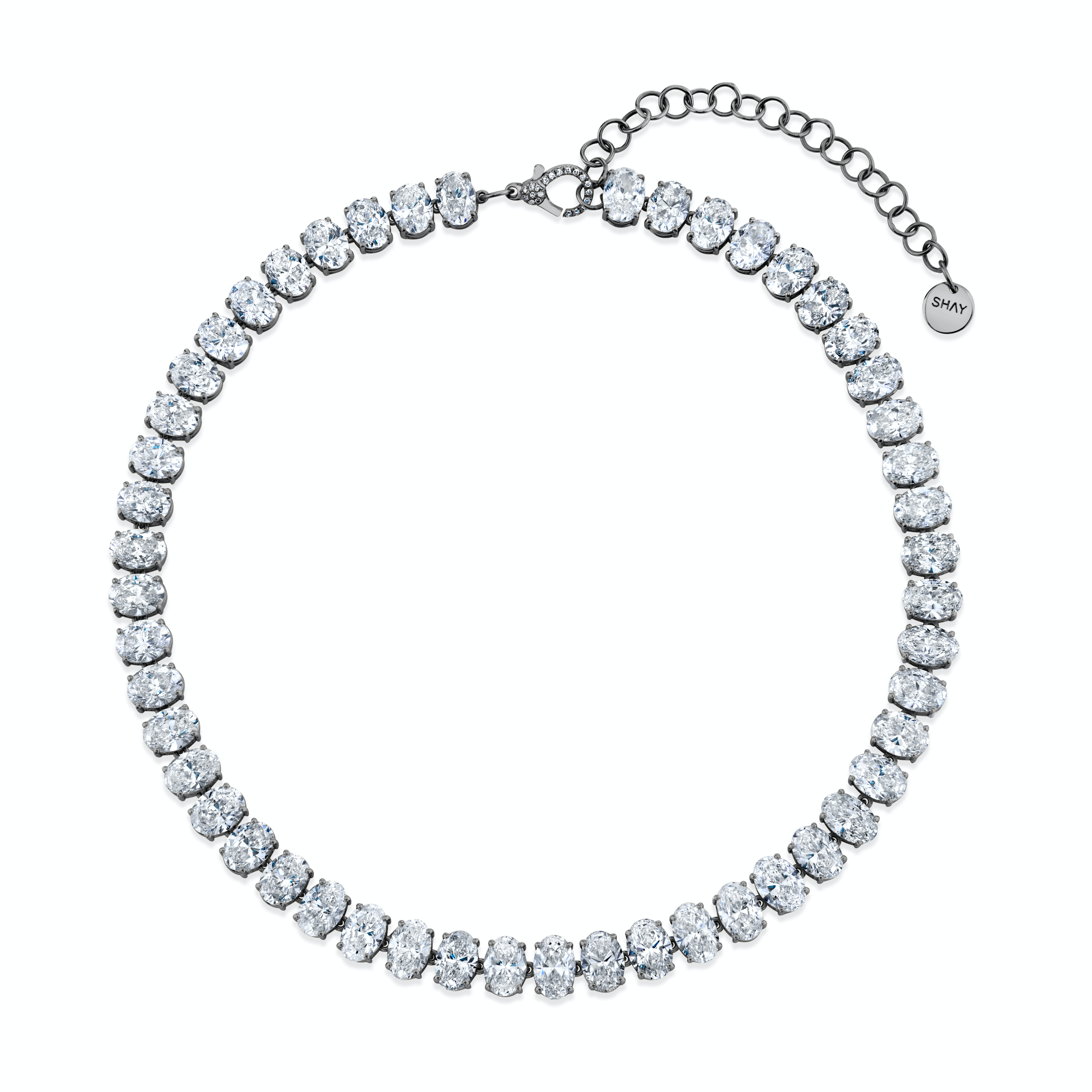 SHAY Diamond Oval Tennis Necklace, 52ct, 18k gold, additional view 2