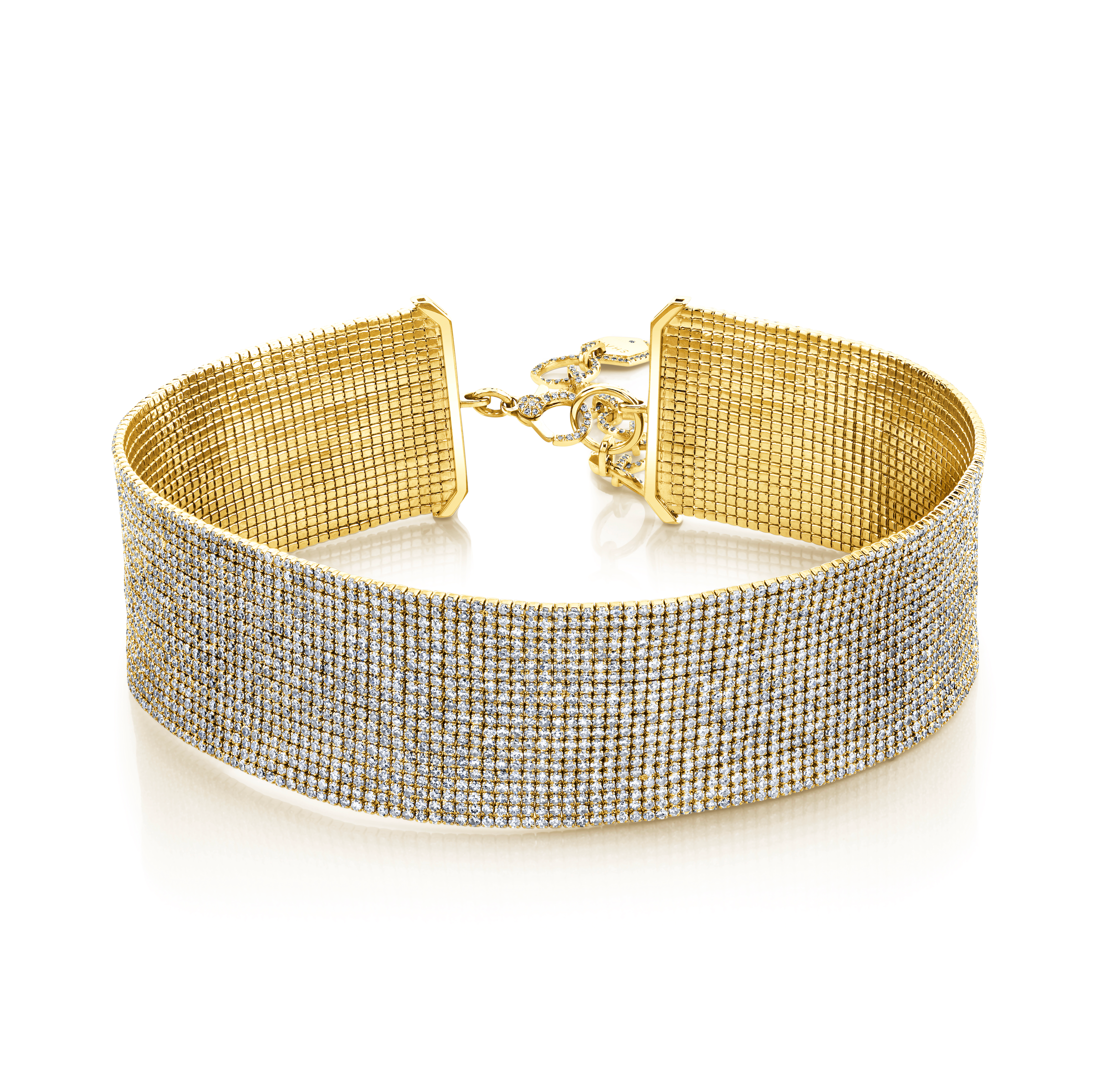 SHAY Diamond Mesh Choker, 18k gold, side view