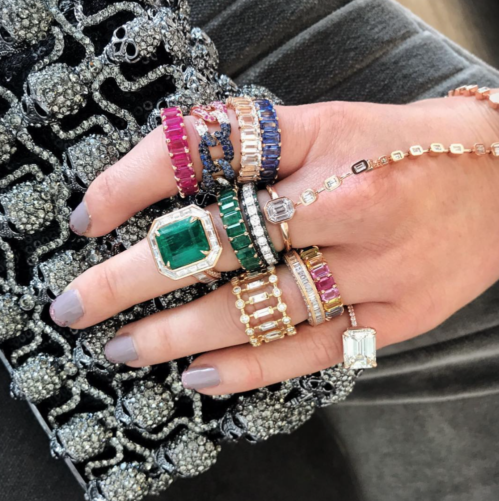 Emerald cut 2025 ruby eternity band