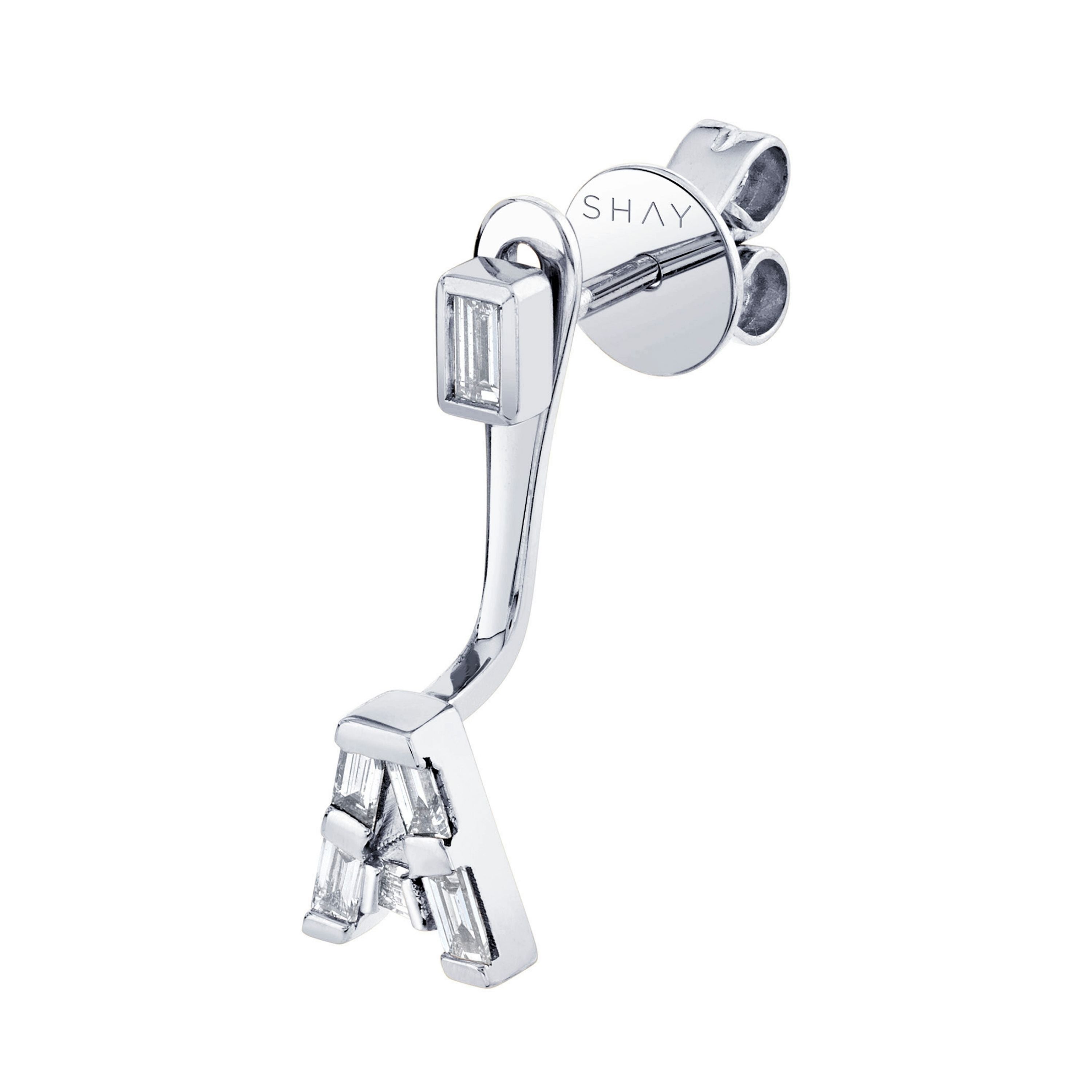 DIAMOND BAGUETTE SINGLE INITIAL EAR JACKET