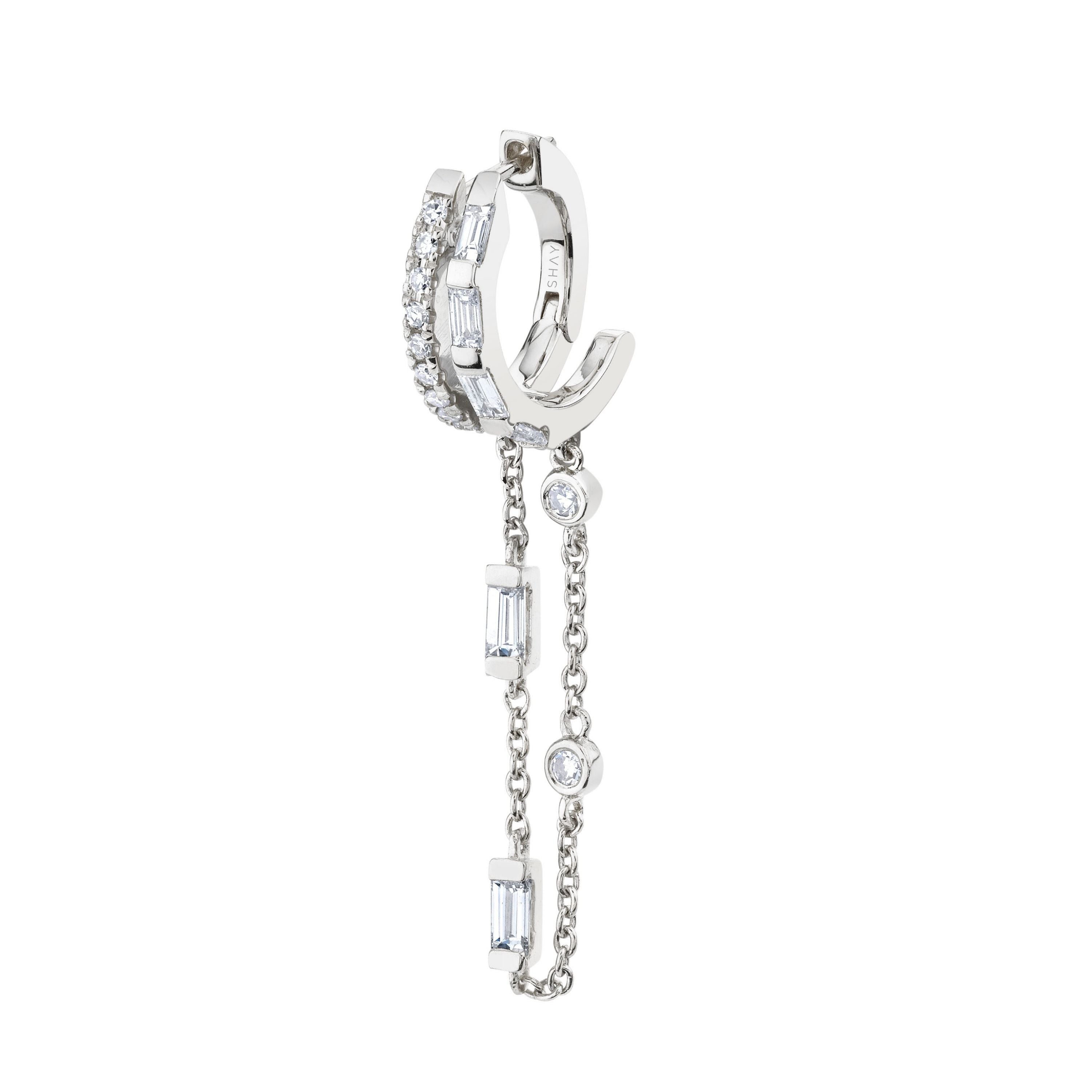 SINGLE DIAMOND DOUBLE FRINGE HUGGIE