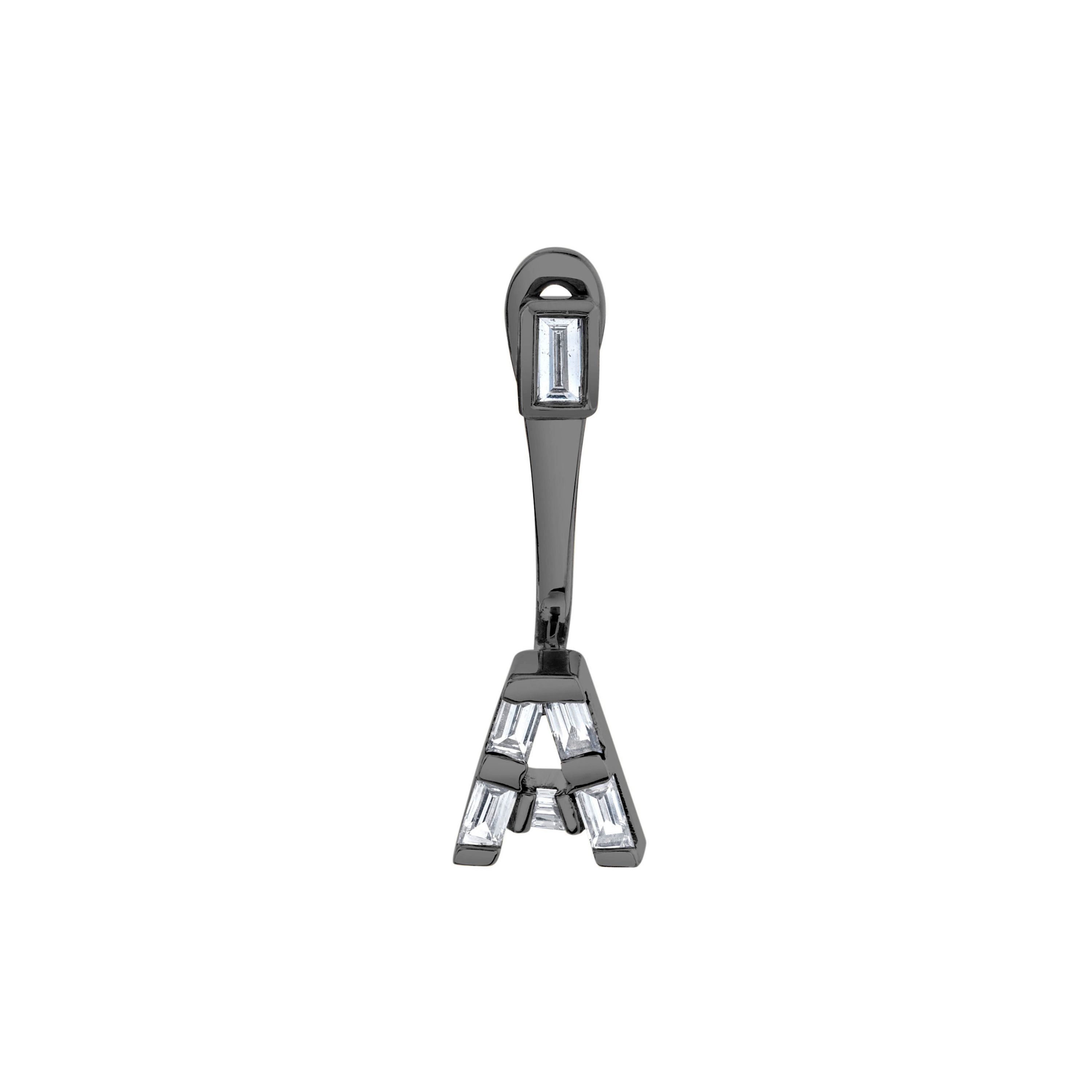 DIAMOND BAGUETTE SINGLE INITIAL EAR JACKET