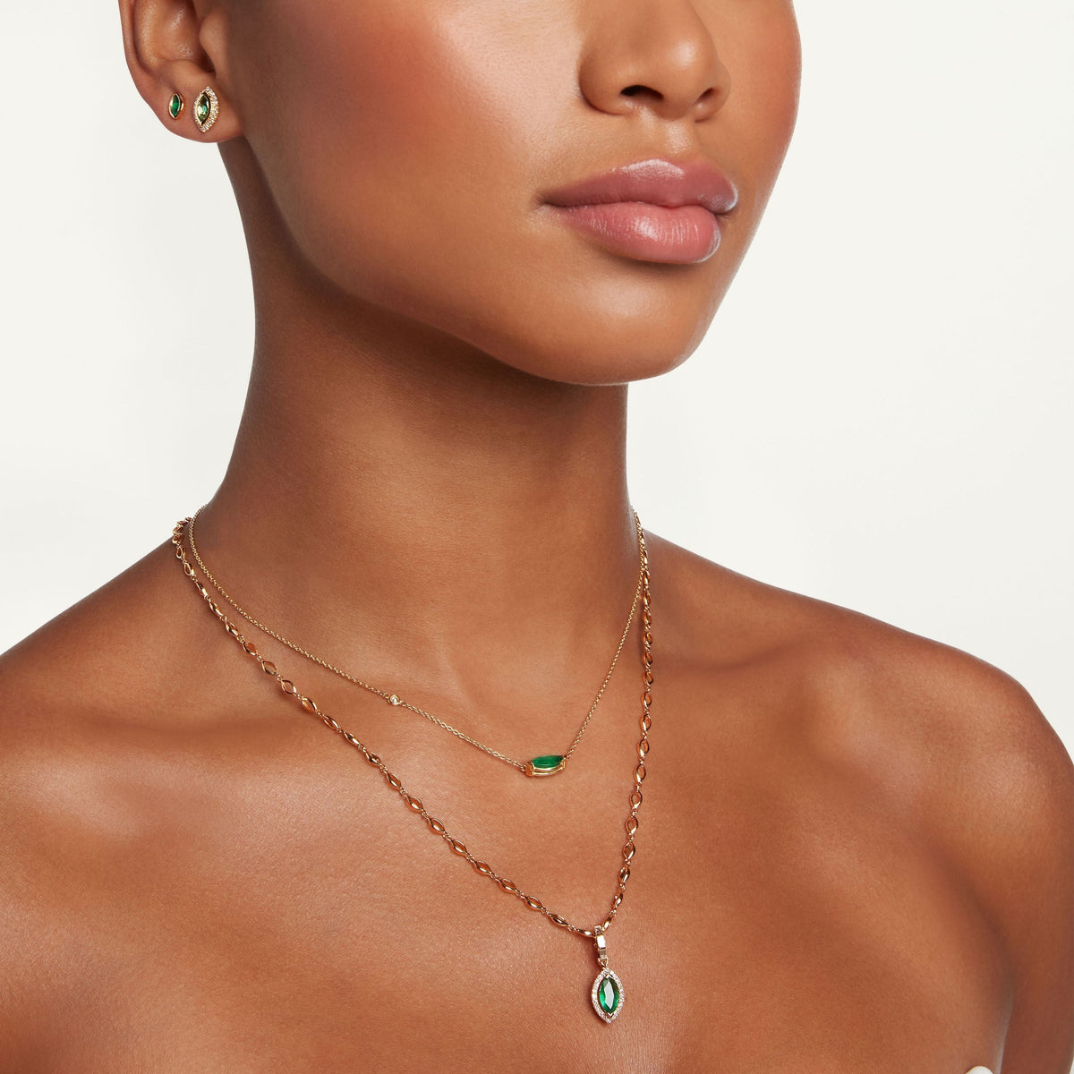 READY TO SHIP EMERALD SOLITAIRE MARQUISE NECKLACE