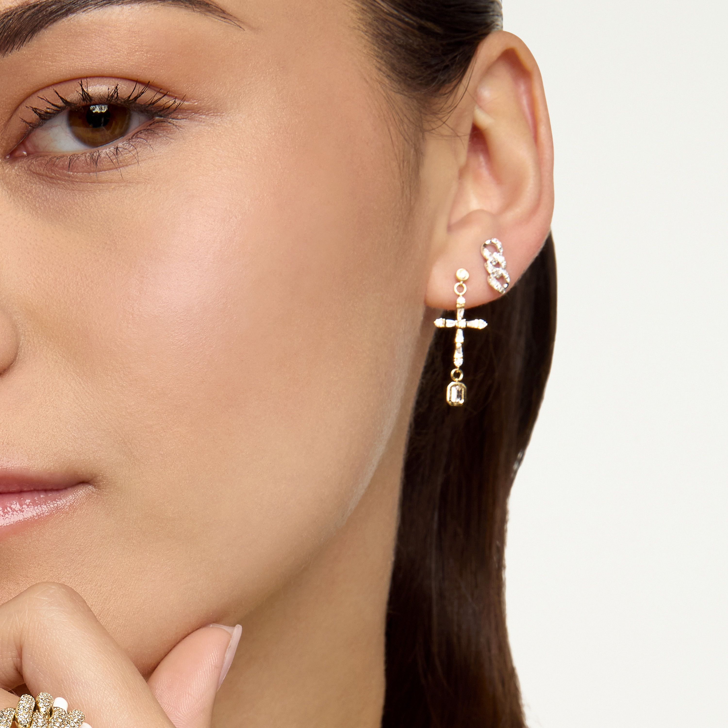 READY TO SHIP DIAMOND CROSS EARRINGS