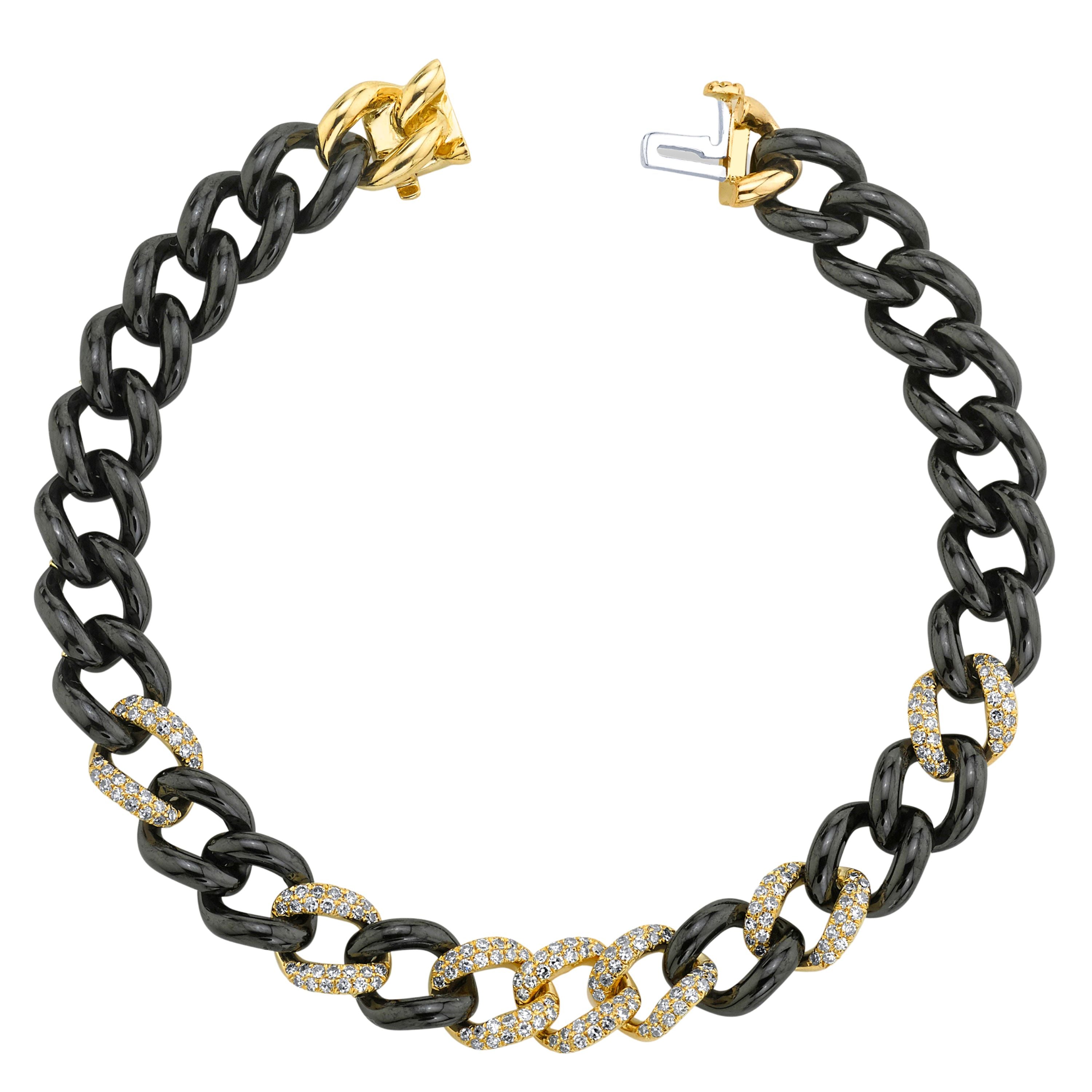 BLACK CERAMIC PAVE MEDIUM LINK BRACELET