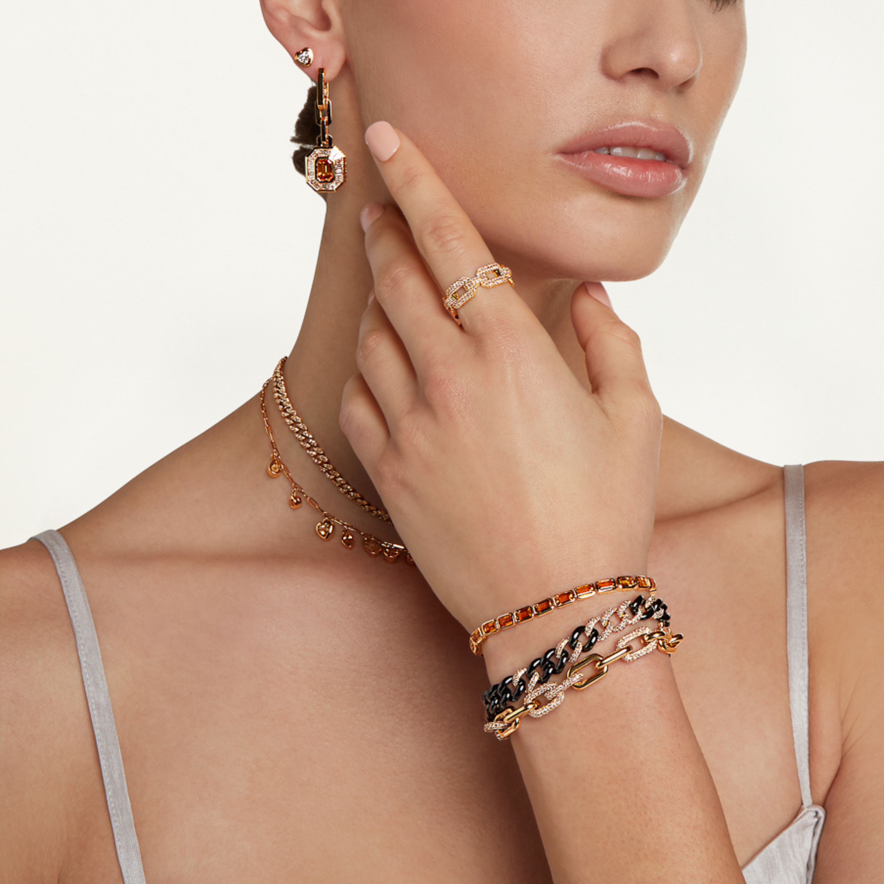 READY TO SHIP DIAMOND ALTERNATING CABLE LINK BRACELET