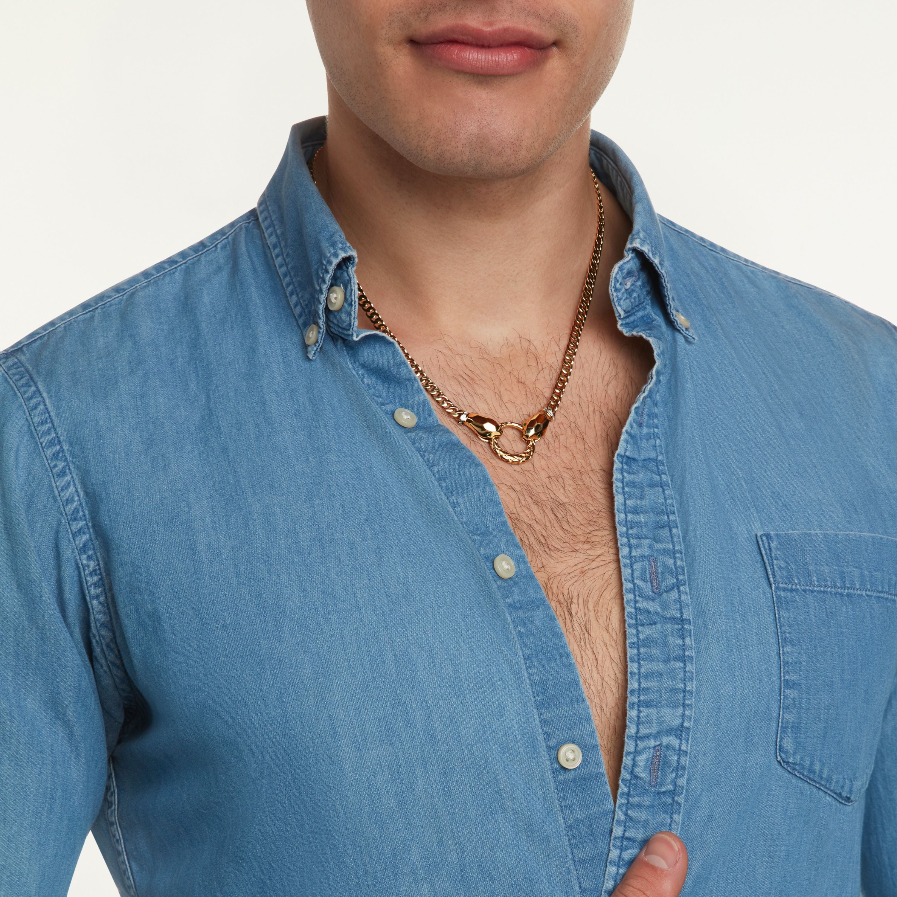 MEN'S DIAMOND & GREEN GARNET DOUBLE SNAKE NECKLACE