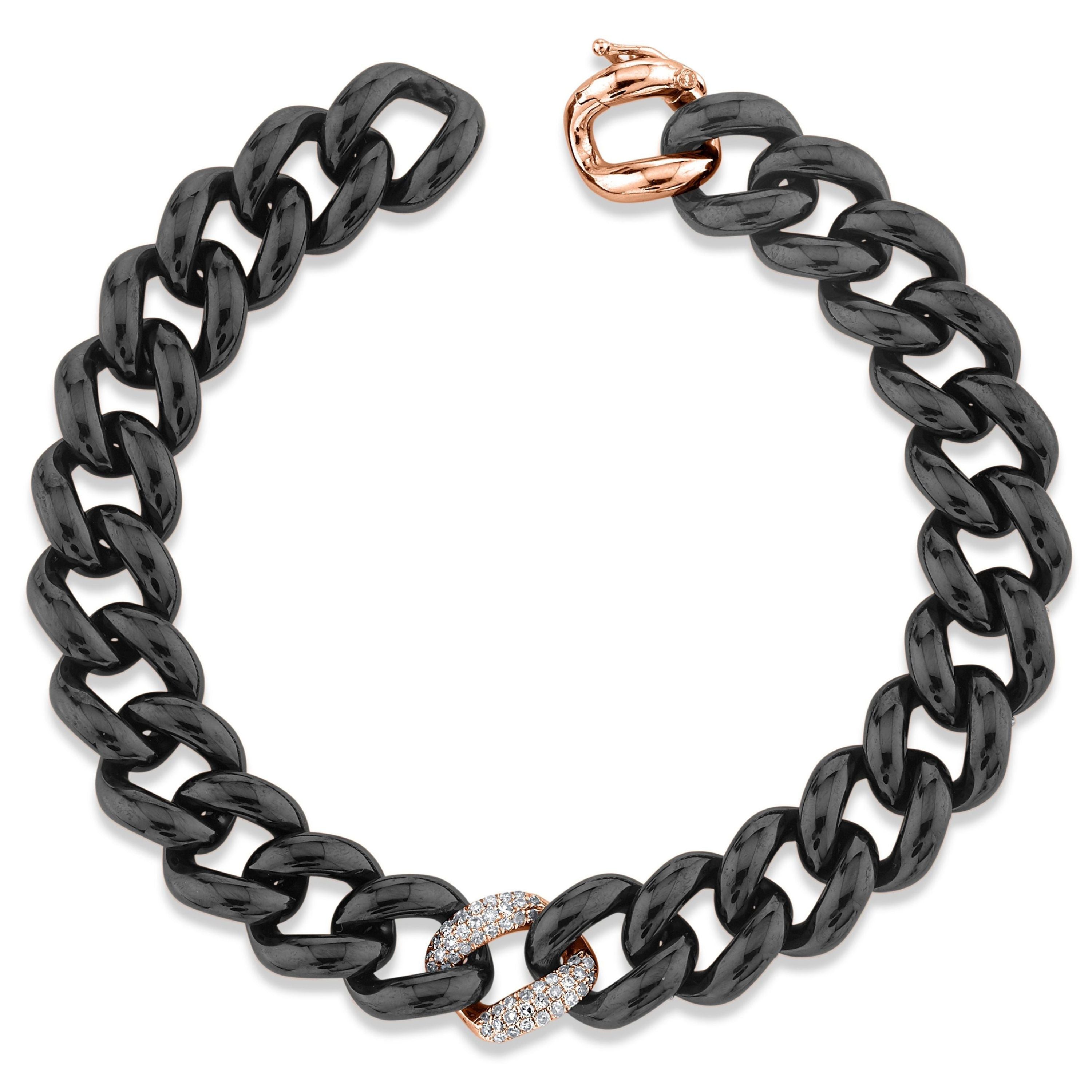DIAMOND SINGLE PAVE & BLACK CERAMIC ESSENTIAL LINK BRACELET