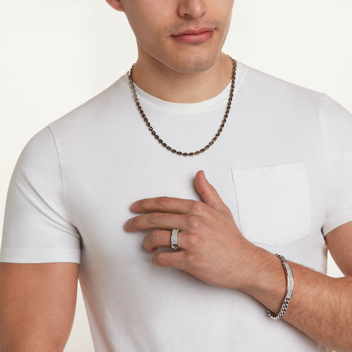 MEN'S BLACK DIAMOND ELONGATED HEXAGON TENNIS NECKLACE