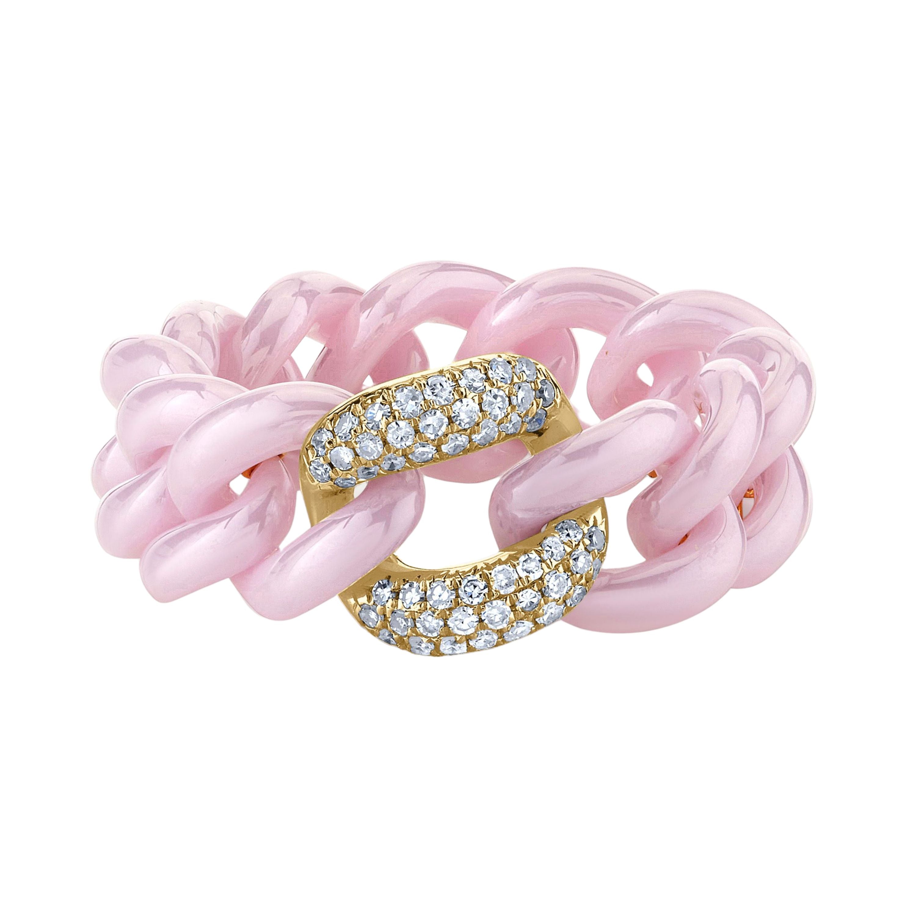 PINK CERAMIC PAVE MEDIUM LINK RING