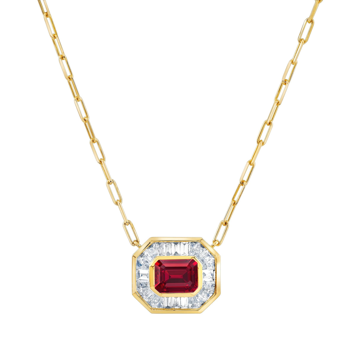 RUBY & DIAMOND HALO MINI DECO LINK PENDANT