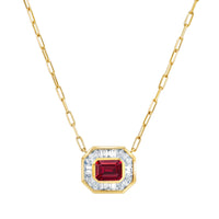 RUBY & DIAMOND HALO MINI DECO LINK PENDANT