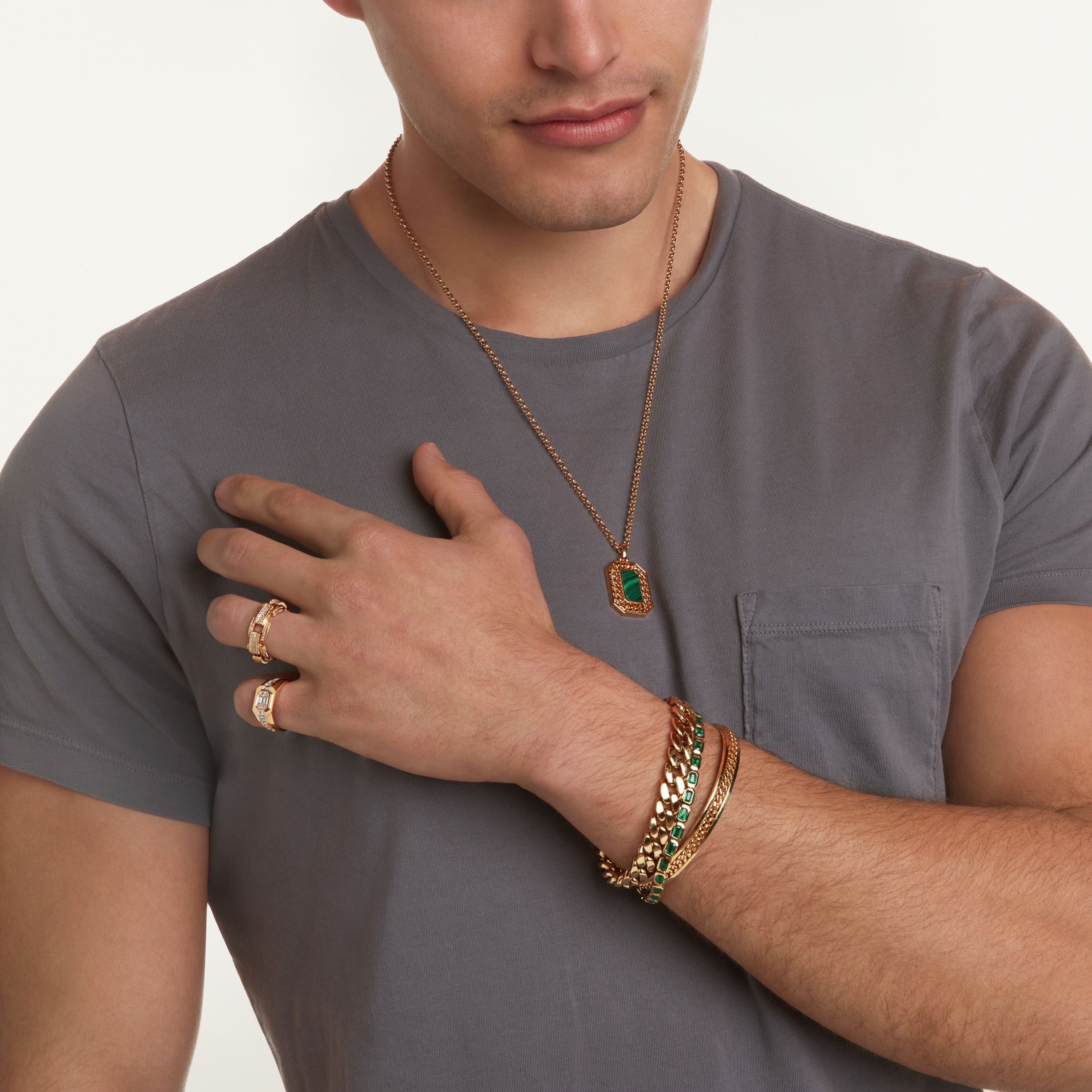 MEN'S DIAMOND PAVE DECO LINK RING