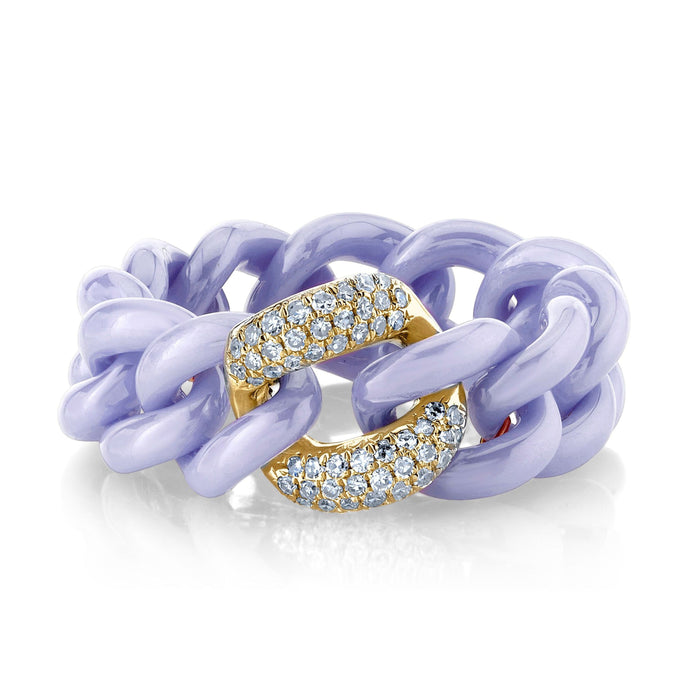 READY TO SHIP SINGLE PAVE LAVENDER CERAMIC MEDIUM LINK RING