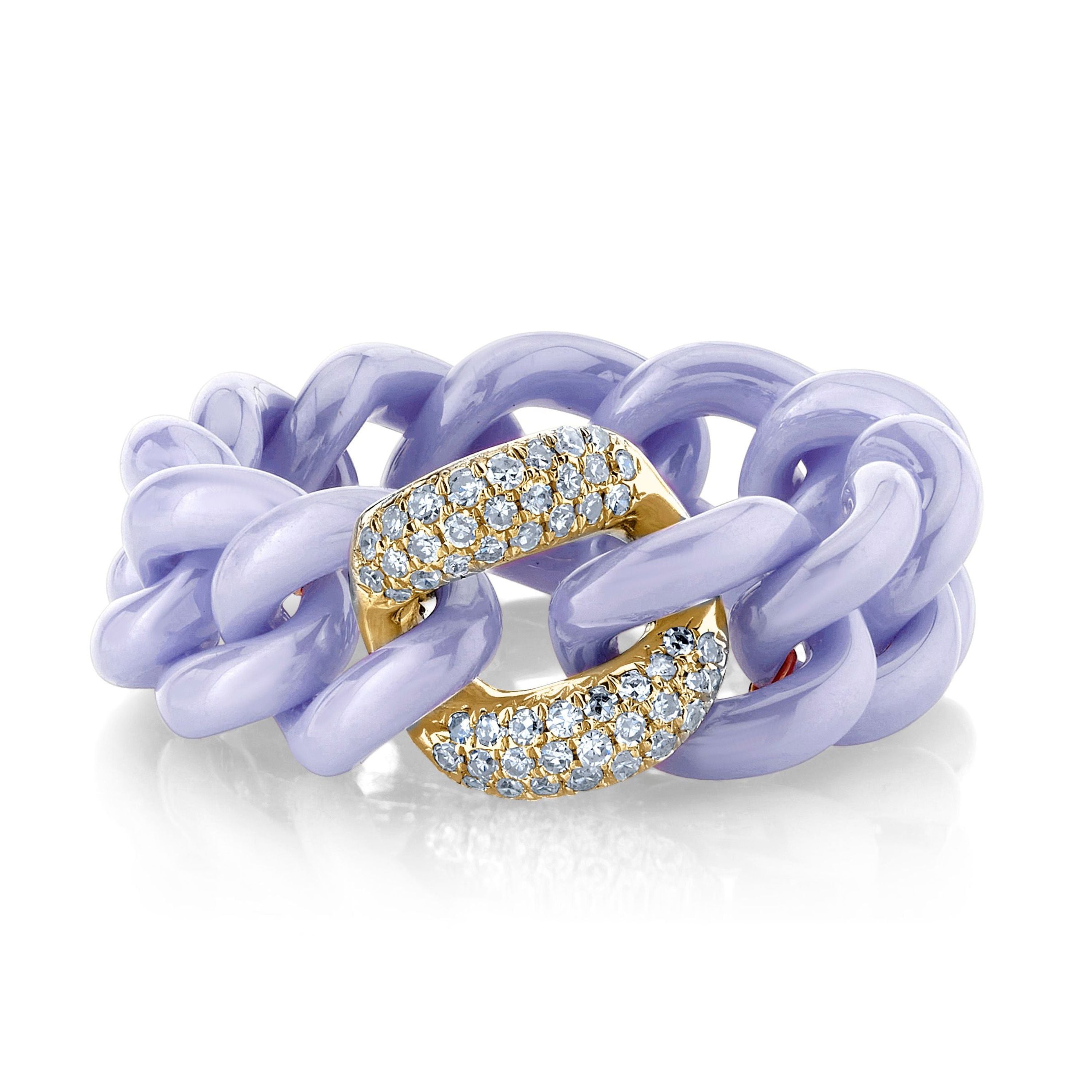 LAVENDER CERAMIC PAVE MEDIUM LINK RING