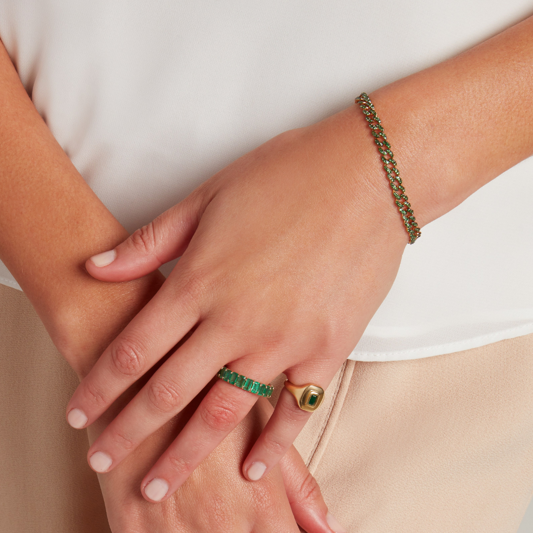 READY TO SHIP GREEN GARNET MINI LINK BRACELET