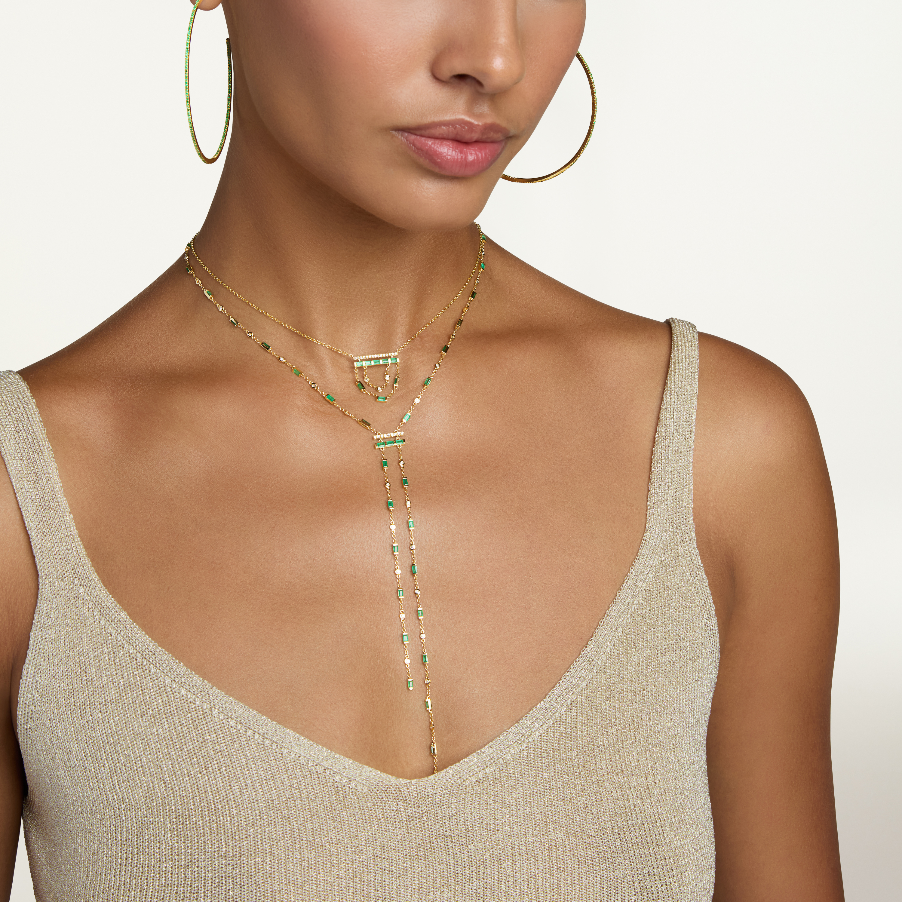 READY TO SHIP EMERALD & DIAMOND CASCADE NECKLACE