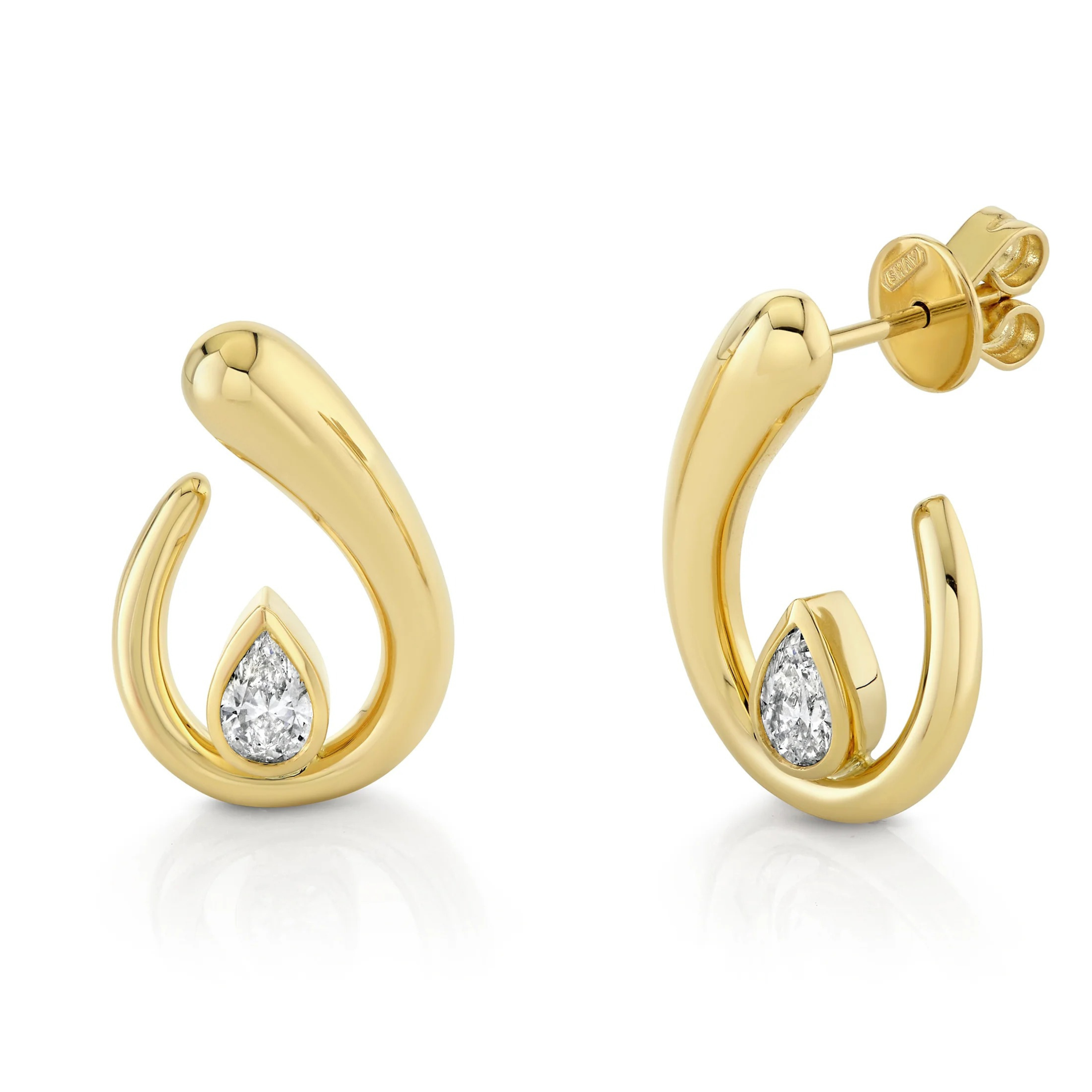 DIAMOND PEAR LOOP EARRINGS