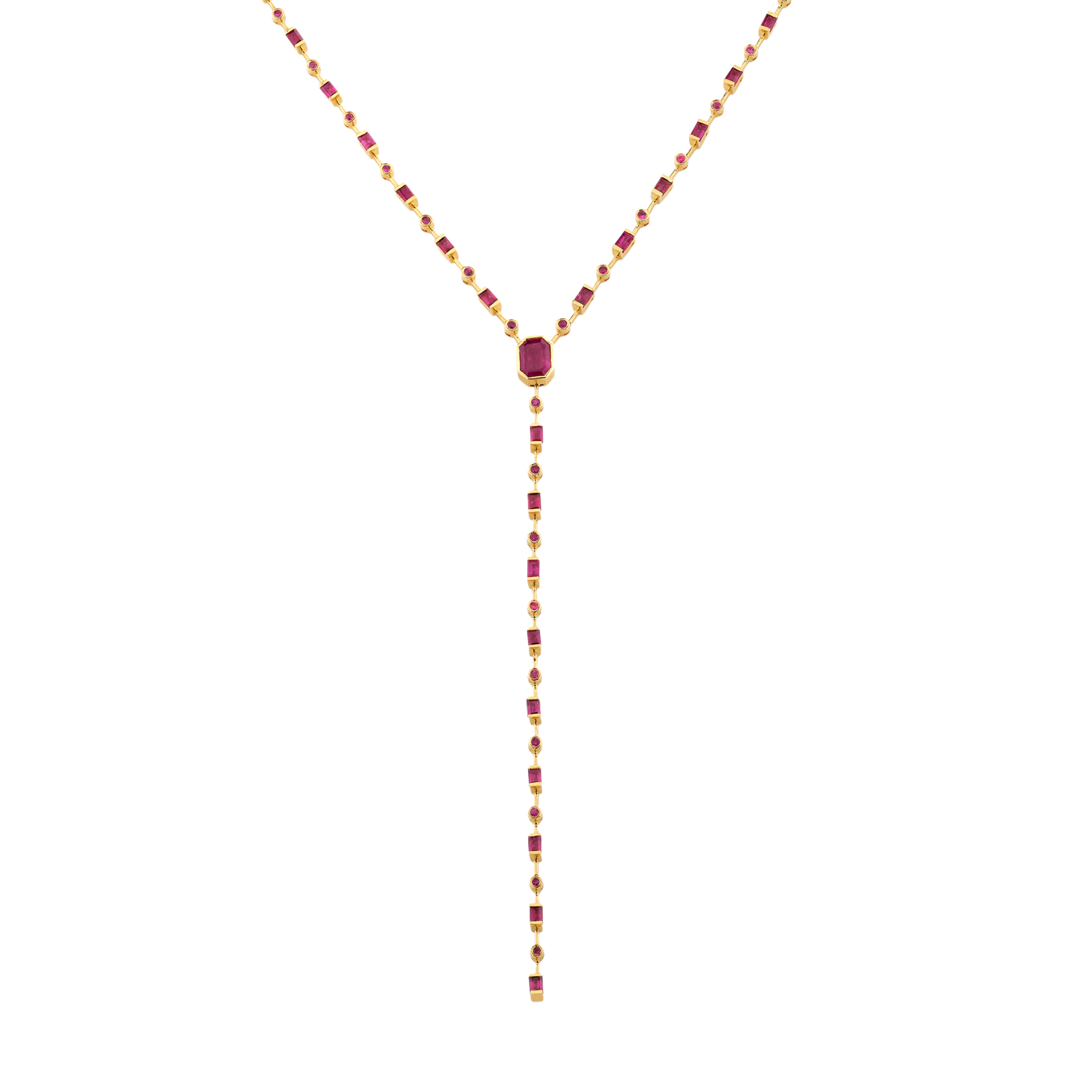 MIXED RUBY Y NECKLACE