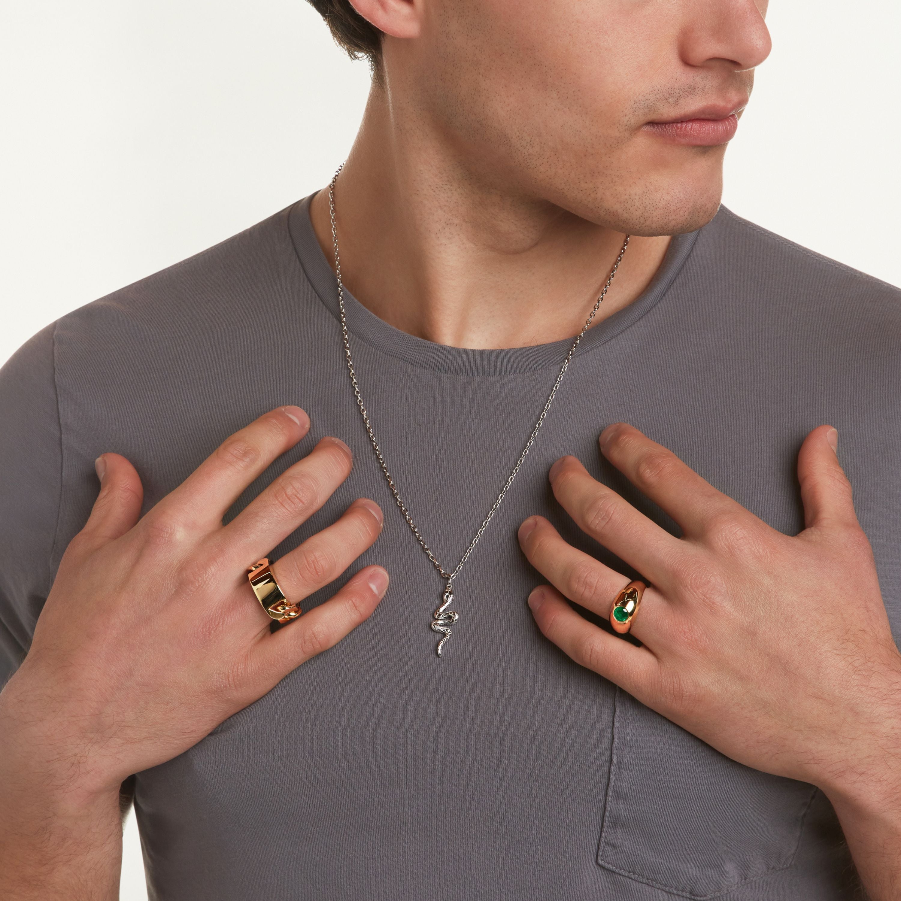MEN'S SOLID GOLD ID LINK RING
