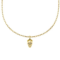 SOLID GOLD SKULL PENDANT NECKLACE