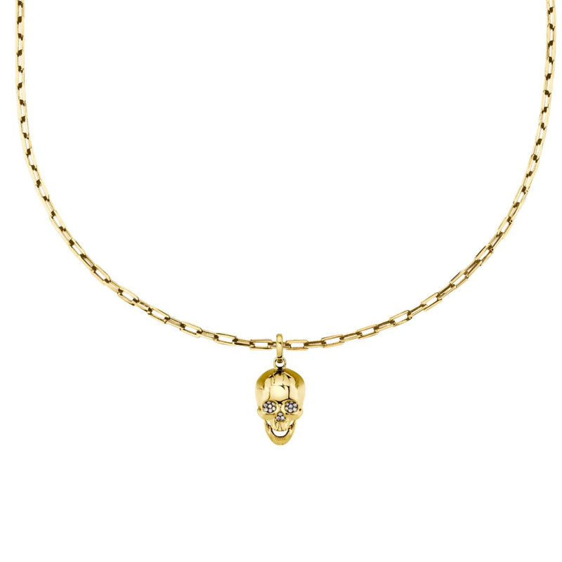 SOLID GOLD SKULL PENDANT NECKLACE