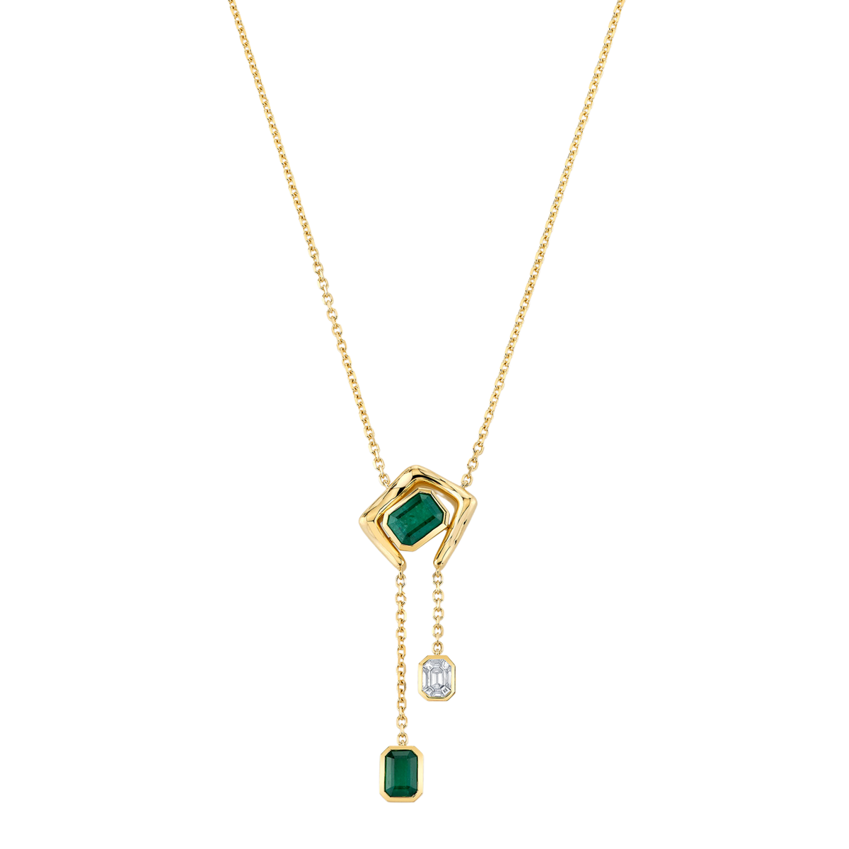 EMERALD & DIAMOND ZAR DROP NECKLACE