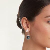 READY TO SHIP LONDON BLUE TOPAZ & DIAMOND PORTRAIT EARRINGS