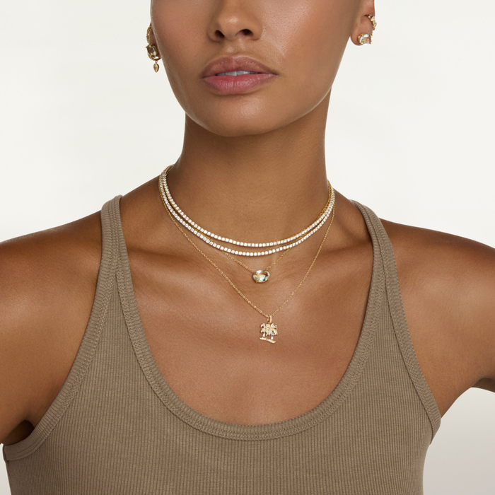 GREEN AMETHYST & DIAMOND OVAL GEM NECKLACE