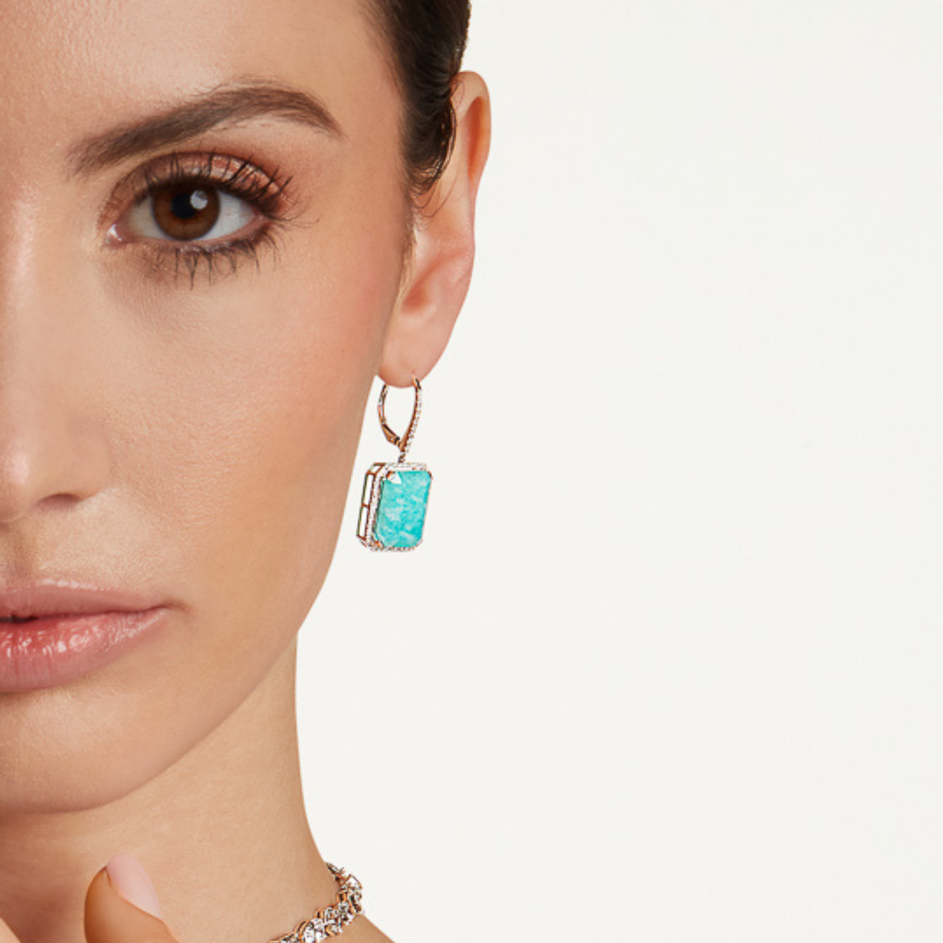 AMAZONITE & DIAMOND PORTRAIT EARRINGS