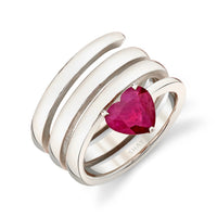 SOLID GOLD RUBY HEART SPIRAL PINKY RING