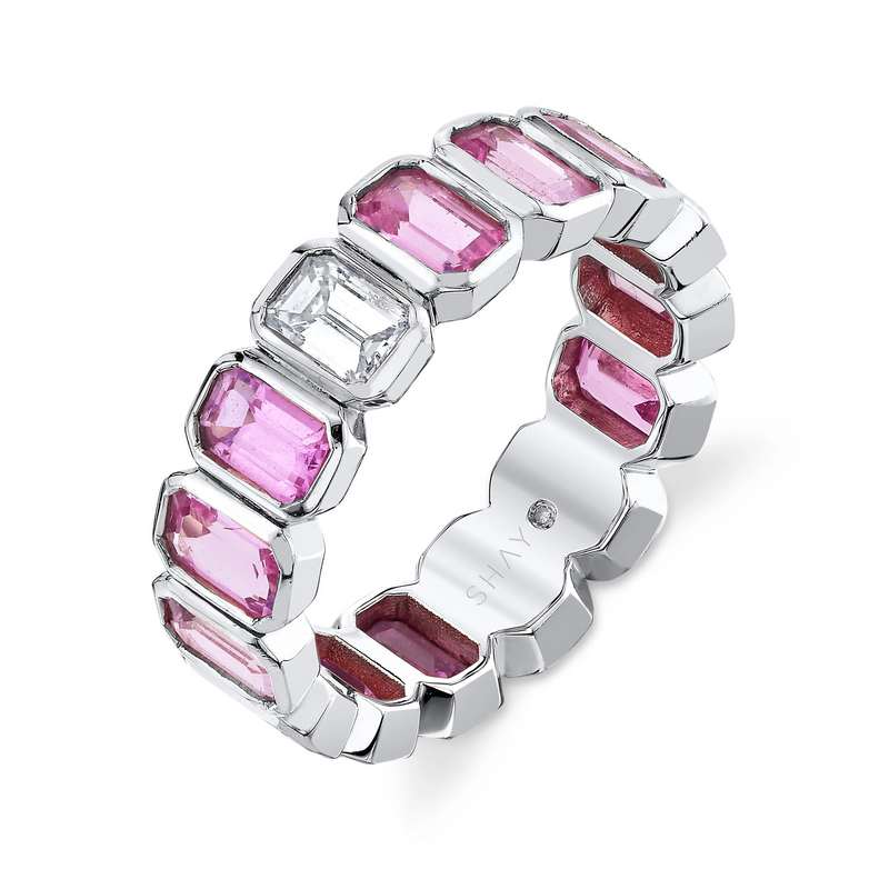 PINK SAPPHIRE & DIAMOND BEZEL BAND