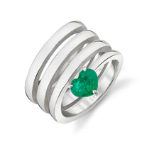 SOLID GOLD EMERALD SPIRAL HEART PINKY RING