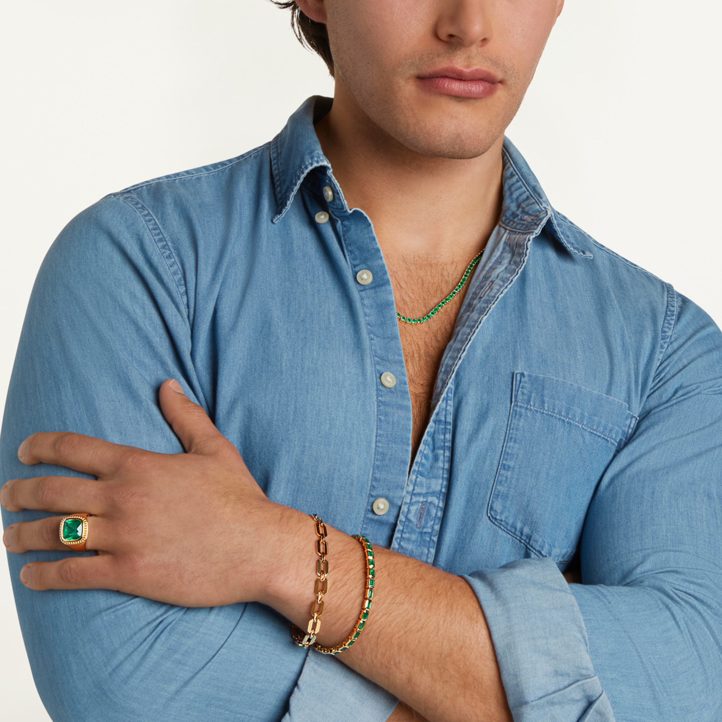 MEN'S EMERALD TENNIS NECKLACE