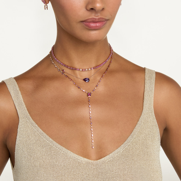 READY TO SHIP PINK SAPPHIRE EAST WEST PEAR PENDANT NECKLACE
