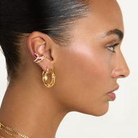 SOLID GOLD MINI DECO LINK HOOPS