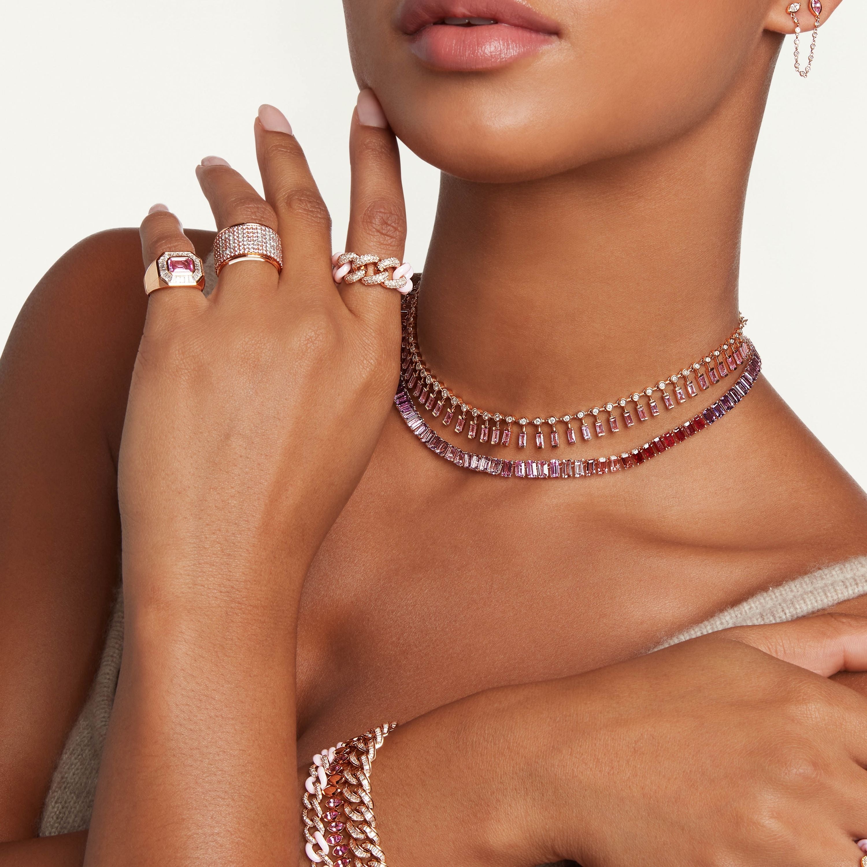PINK CERAMIC PAVE ESSENTIAL LINK RING
