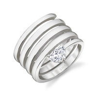 SOLID GOLD DIAMOND HEART SPIRAL RING