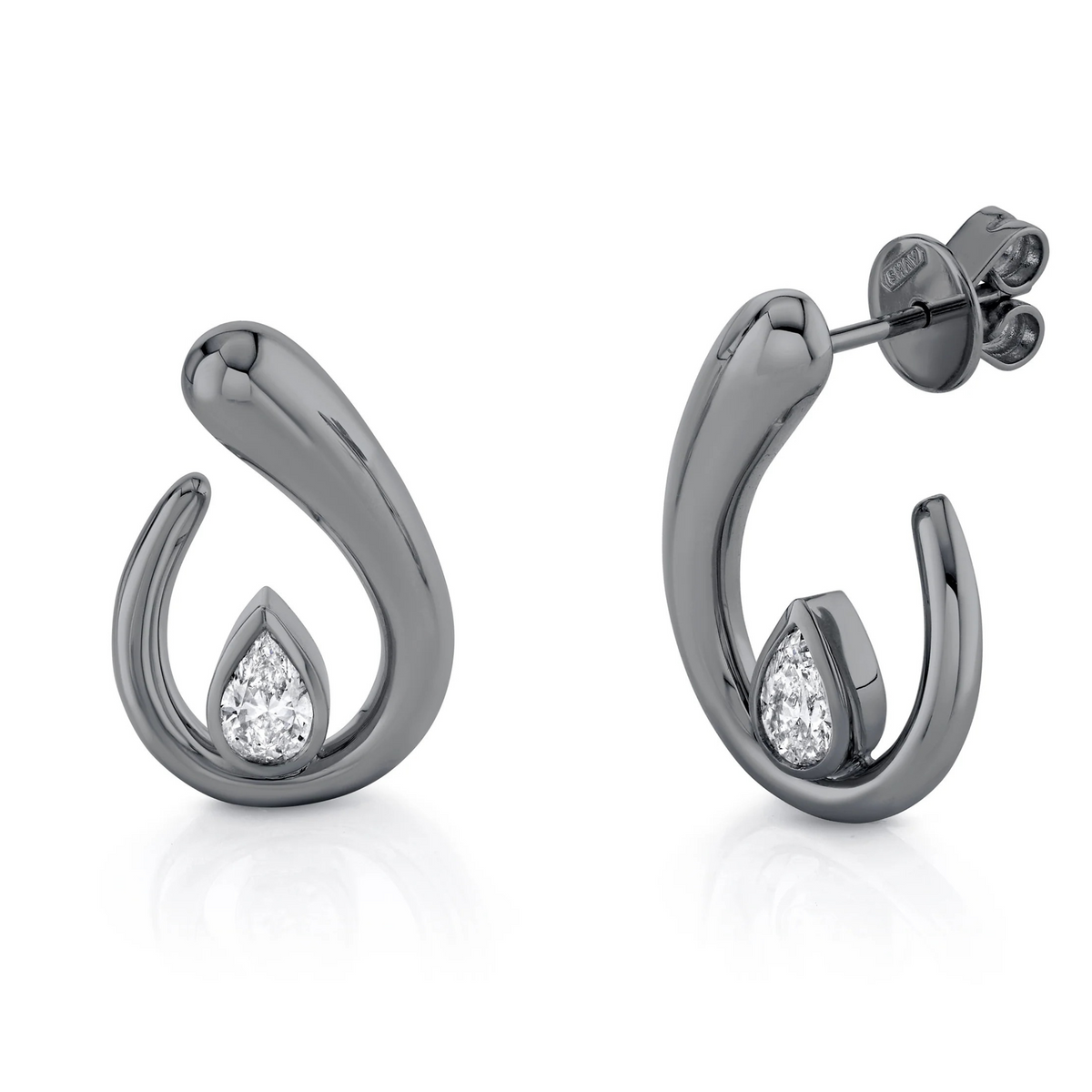 DIAMOND BEZEL PEAR LOOP EARRINGS