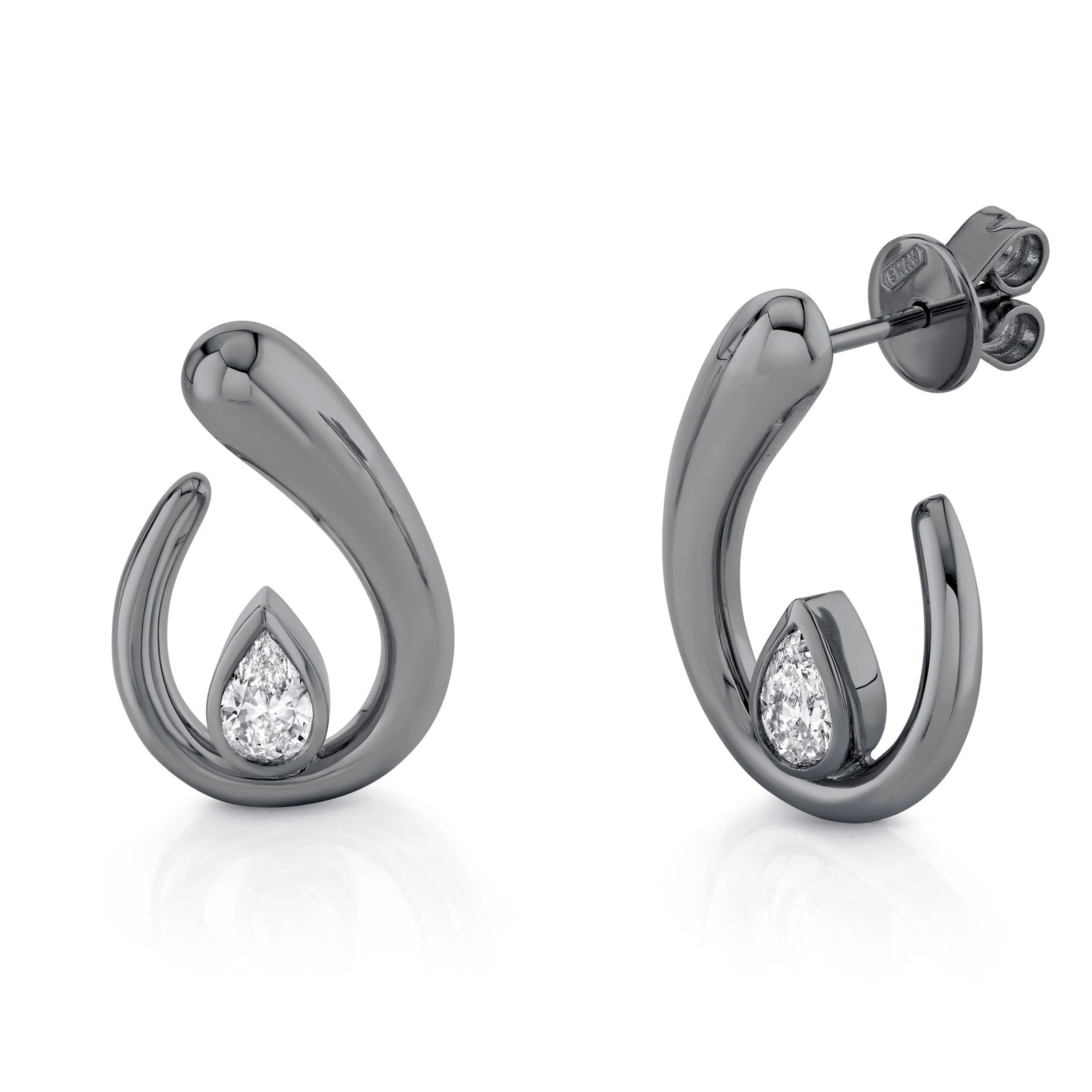 DIAMOND PEAR LOOP EARRINGS