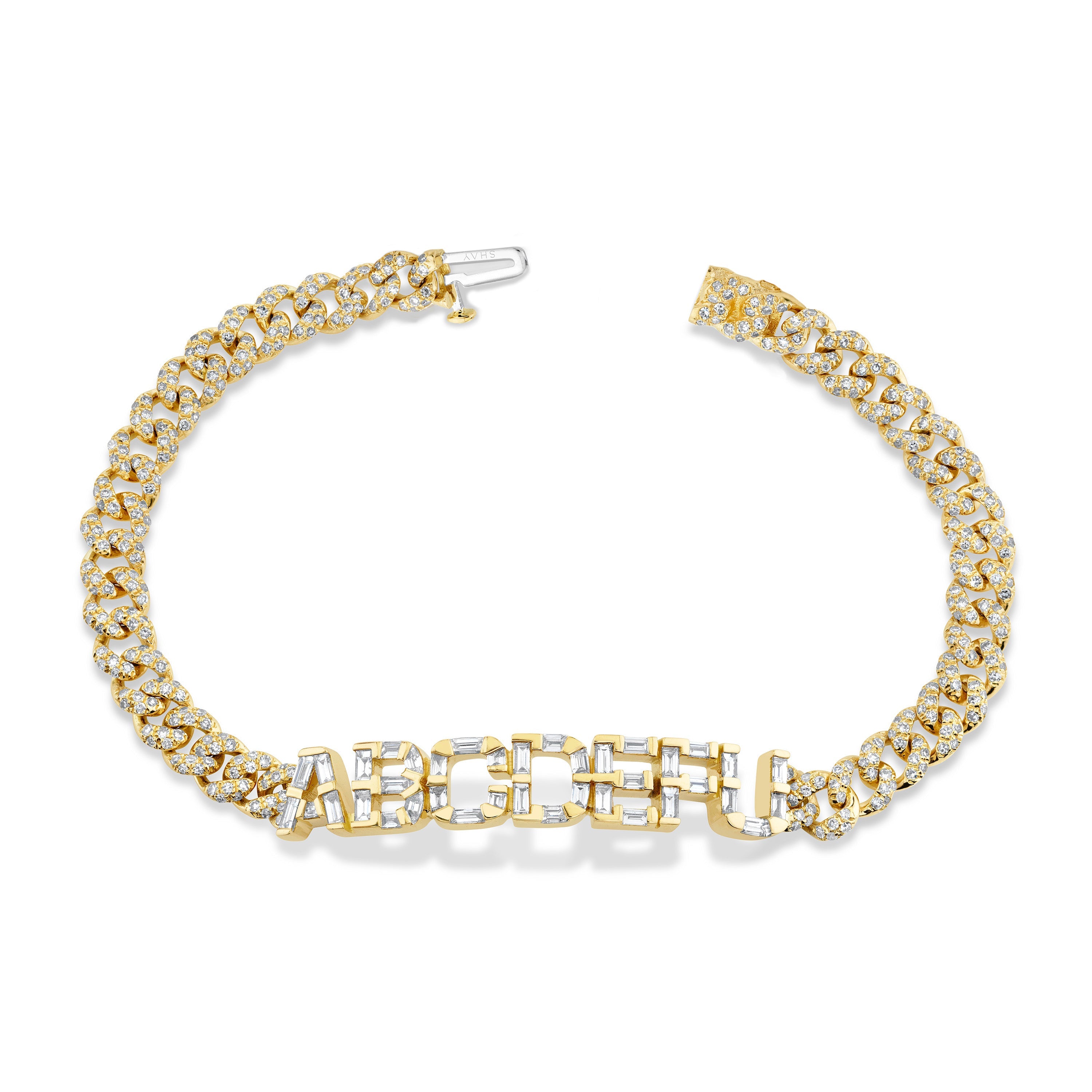 DIAMOND 7 LETTER LINK BRACELET