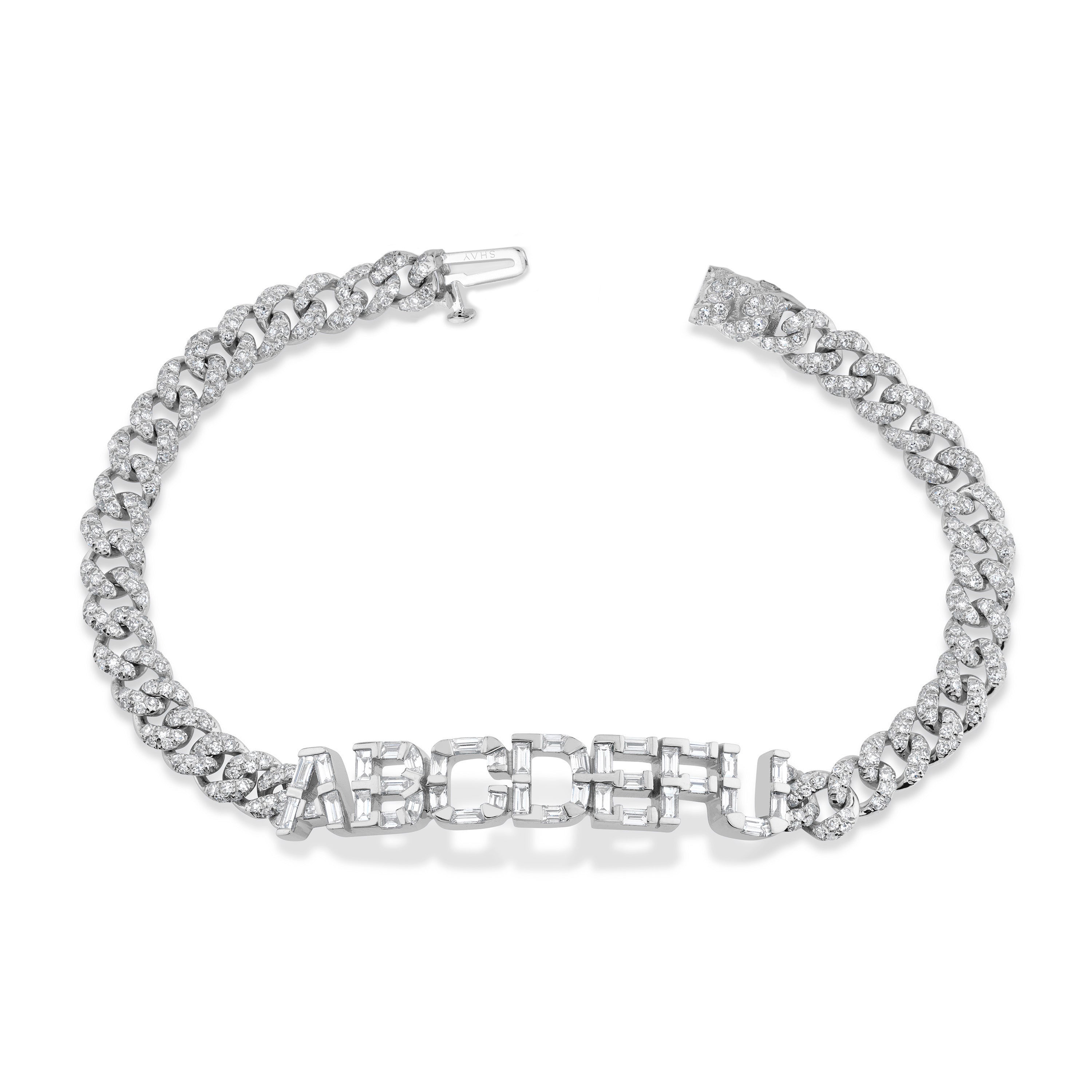 DIAMOND 7 LETTER LINK BRACELET