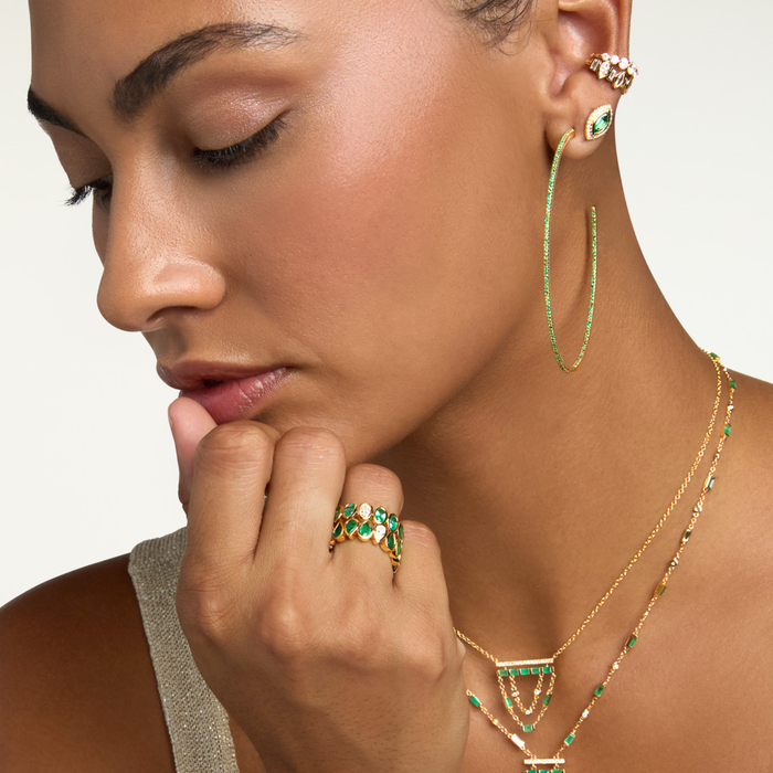 EMERALD PAVE XL HOOPS