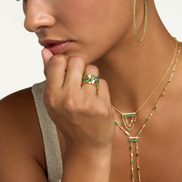 READY TO SHIP EMERALD & DIAMOND PEAR BEZEL BAND