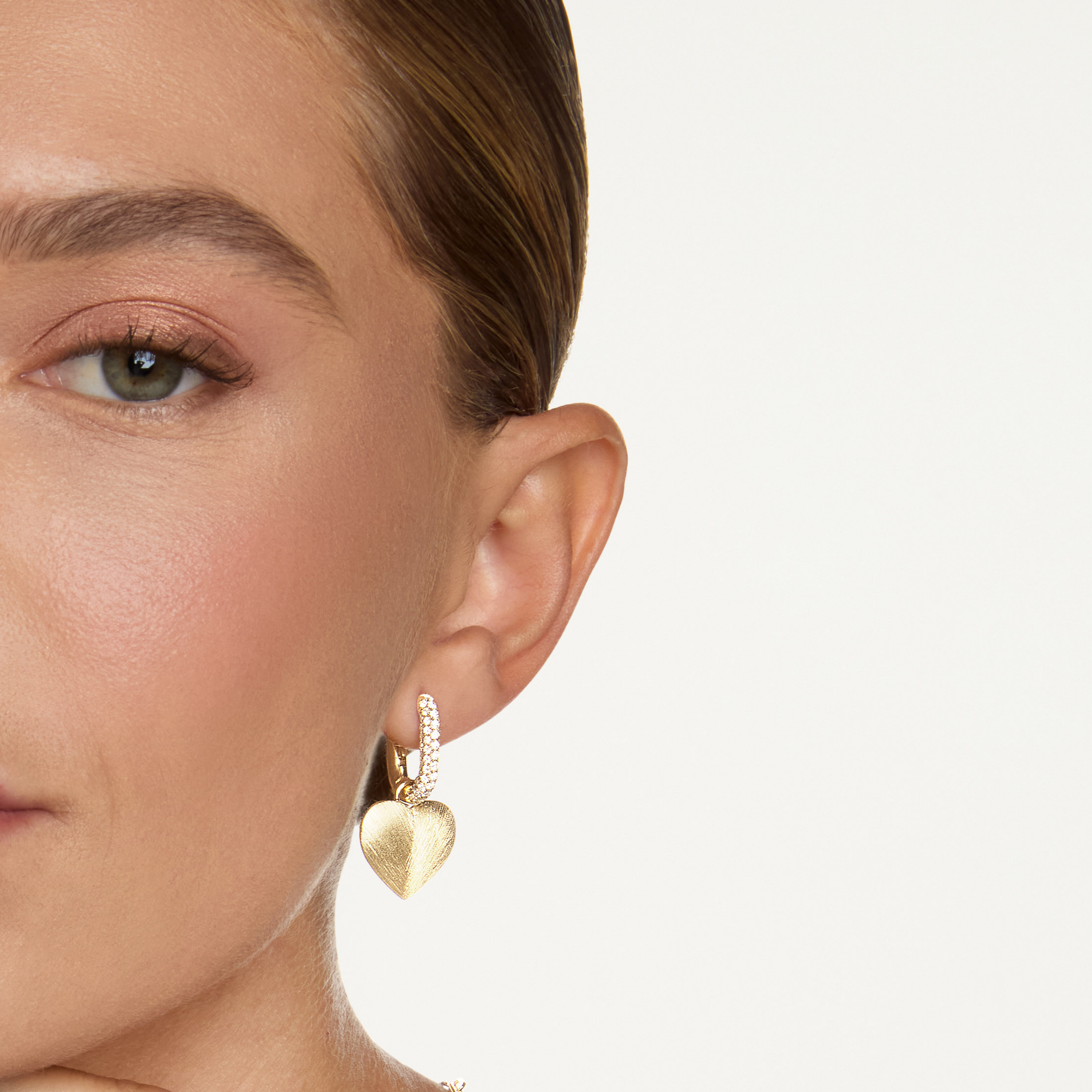 READY TO SHIP DIAMOND PAVE HEART EARRINGS
